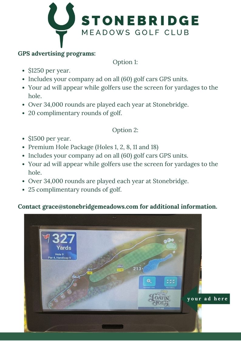 Hole Sponsorships Stonebridge Meadows Golf Club